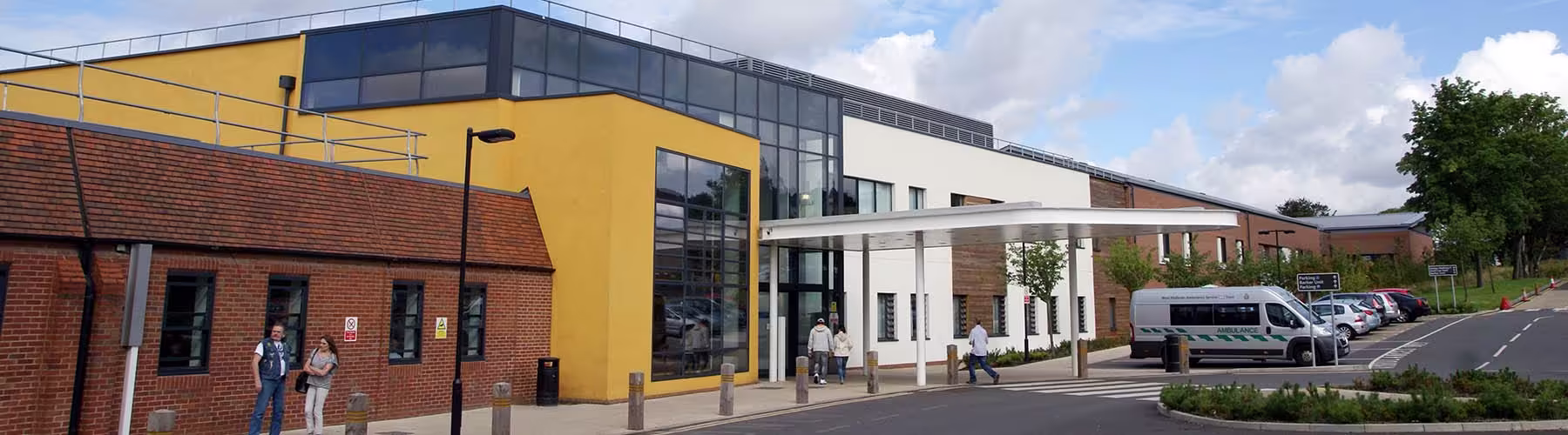 Haywood Walk-In Centre - Urgent Treatment Centre entrance and building exterior. Located in Stoke-On-Trent, Staffordshire.